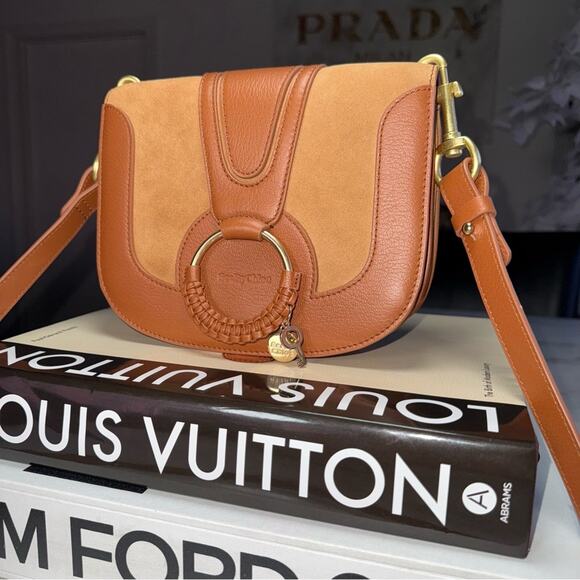 See by Chloé Hana Caramello Leather & Suede Saddle Crossbody Bag - Picture 5 of 15